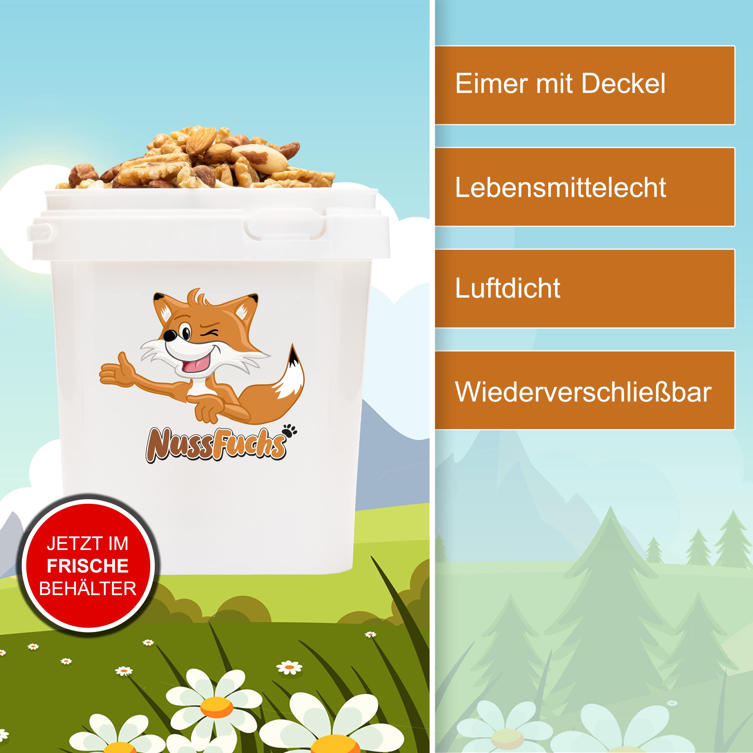 Nussmischung Natur - 3kg - Nuss Mix - 7 Sorten knackige Nusskernmischung - ungeröstet ungesalzen - Paranüsse Walnüsse Cashewkerne Mandeln Pekannüsse Haselnüsse Mandeln blanchiert - (3kg)