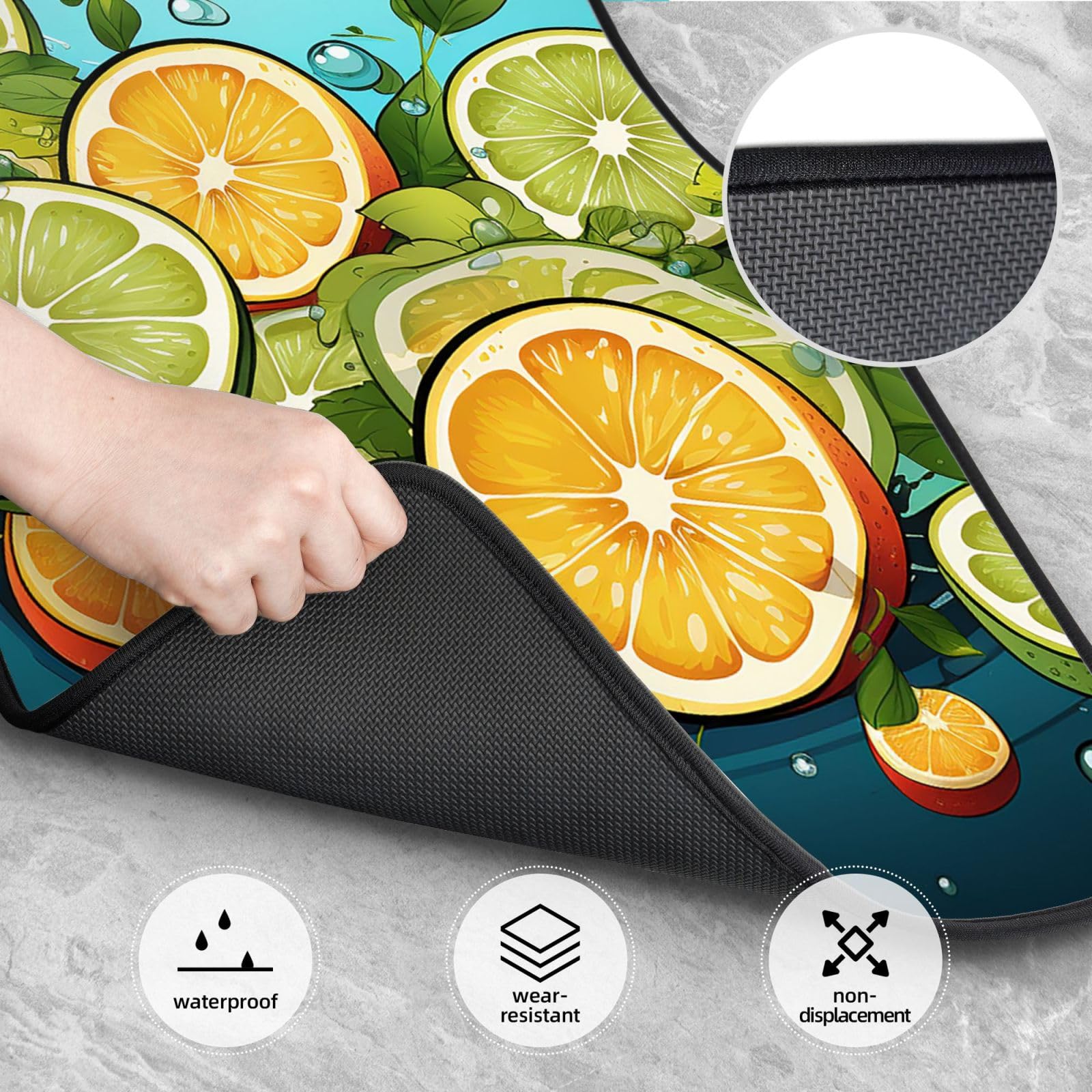 Couleur Néon Vert Citron Vif,Lot De 4 Tapis De Sol Pour