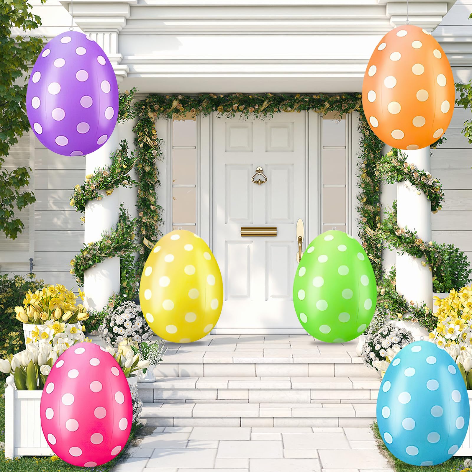 Oeufs de Pâques Gonflables 40 cm Décorations Géants pour Jardin Pelouse