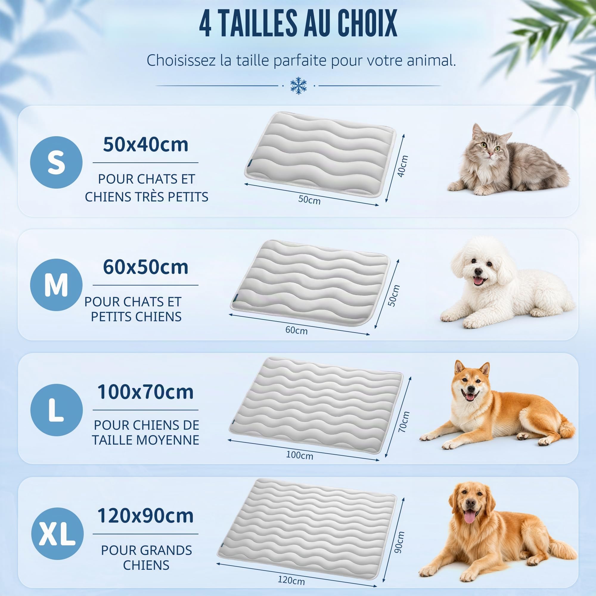 Angelpet Tapis Rafraîchissant Chien 100x70cm, Q-Max >0,56, Tapis sans Gel pour Grands Chiens & Chats avec Tissu Frais au Toucher, Antidérapant, Respirant & Lavable, pour Cage, Sol & Voiture, Gris