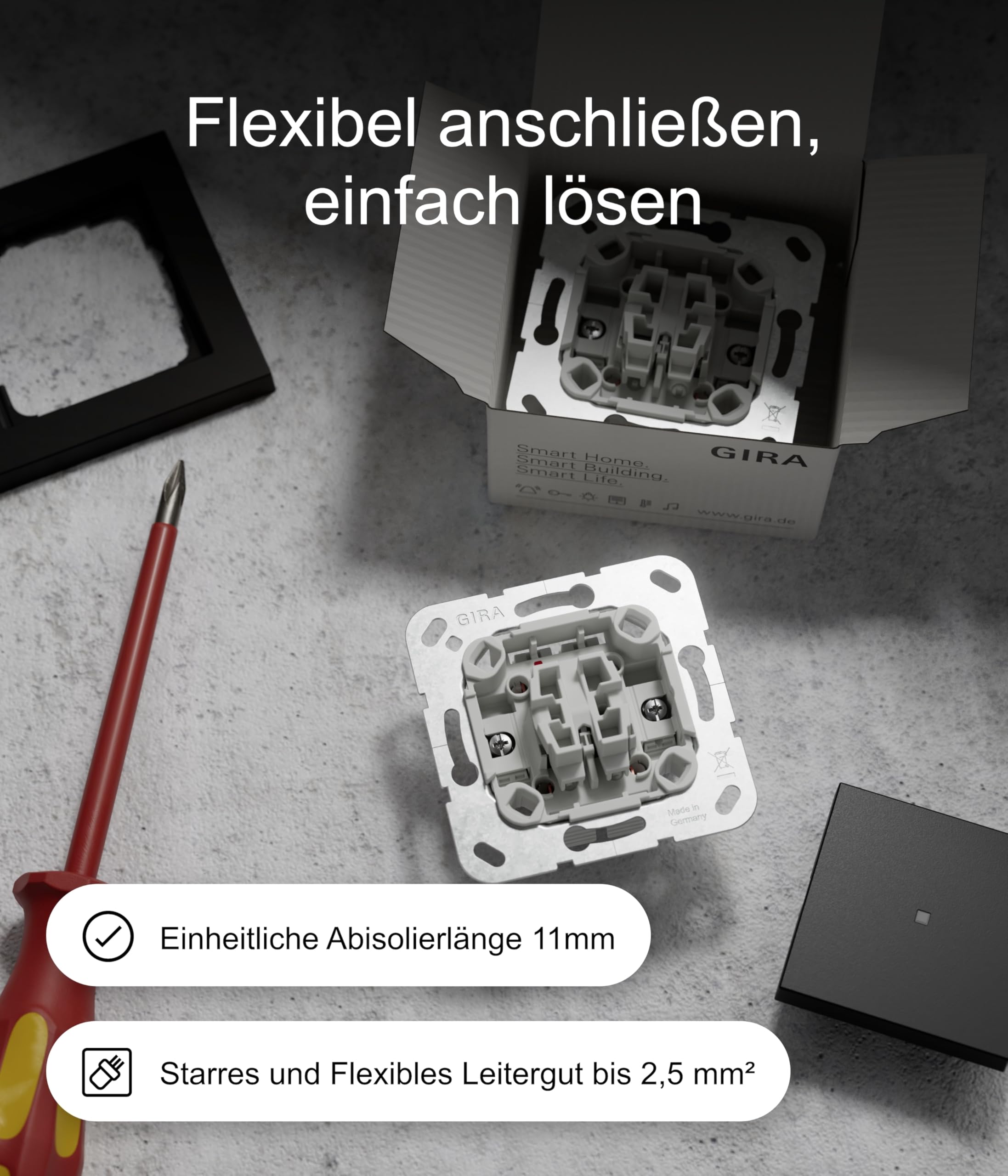 Gira Kombischalter 417630 Aufputz Grau I Kombination Aus/Wechsel + SCHUKO Steckdose senkrecht mit Klappdeckel I Wassergeschützt IP44 I Thermoplast bruchsicher