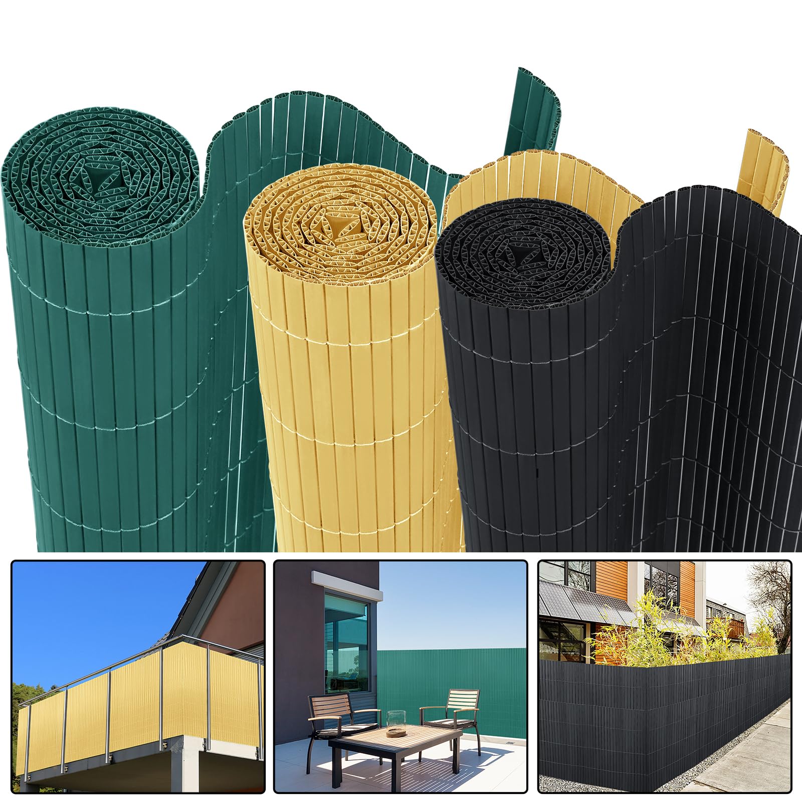 LILIIN Recinzione frangivista in polivinilcloruro (PVC) per giardino, balcone e terrazza, con fascette per cavi, 160 x 500 cm)