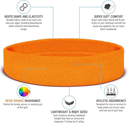 Miniatura 26 de Suddora Diadema de entrenamiento para hombres y mujeres, banda deportiva que absorbe la humedad, bandas de tela de rizo de algodón ligero para Lazo