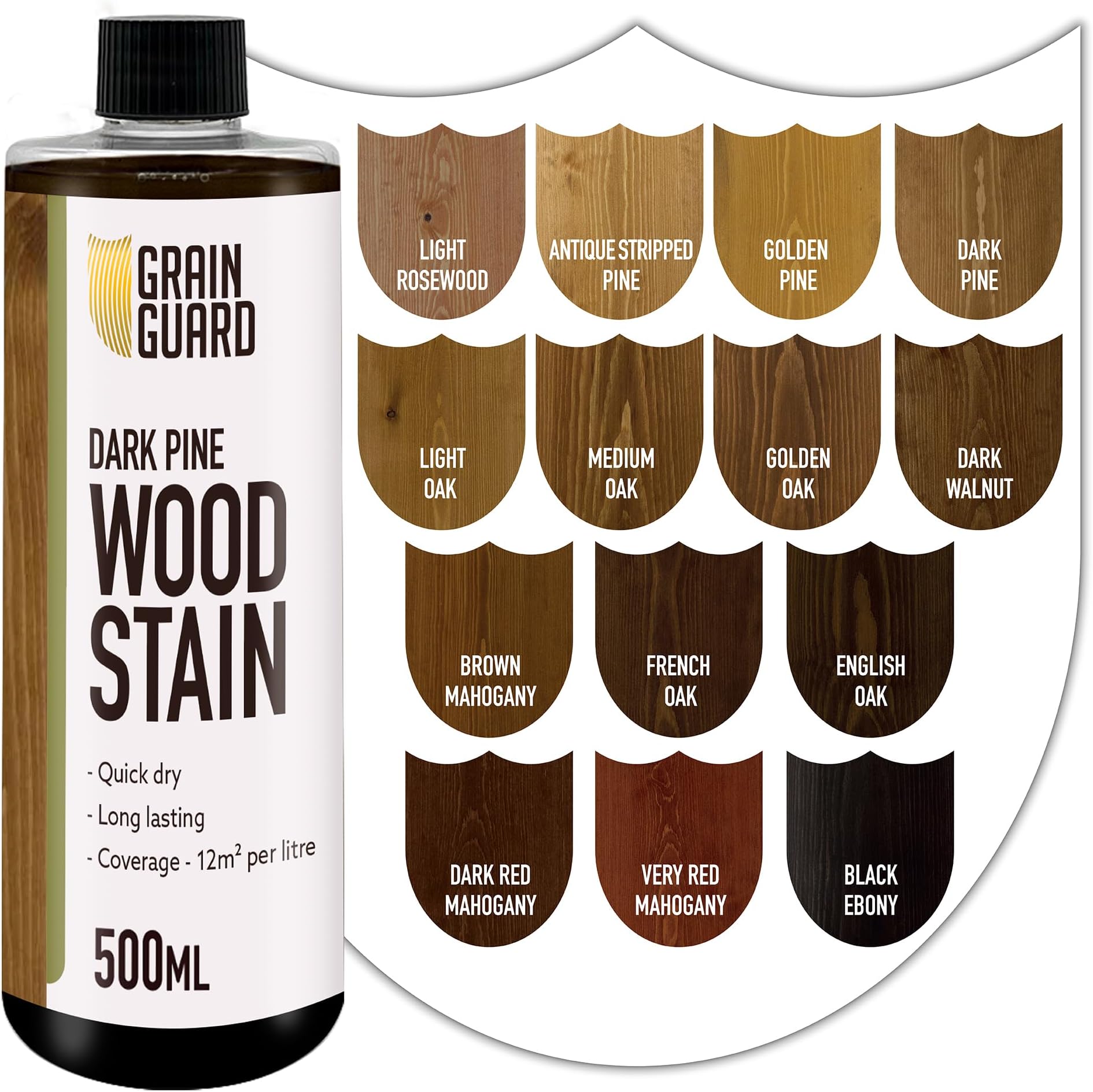Wood Stain Water Based | Dark Pine | 500ml | Interior Furniture Stain | Light & Dark Stains | Eco-Friendly & Non-Toxic Wood Dye | Easy Application | Quick Dry & Low Odour