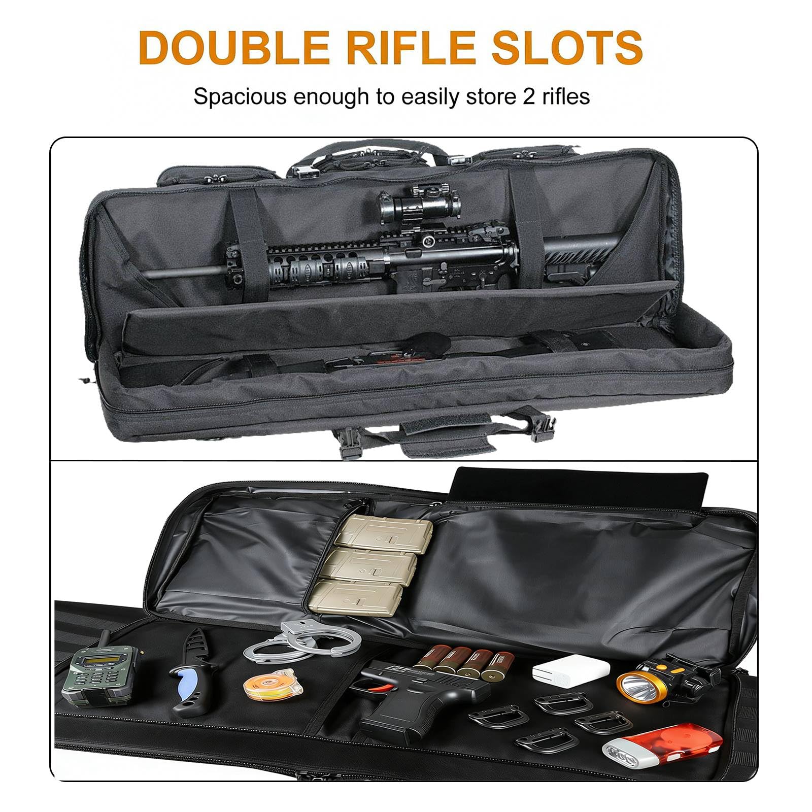 Taktyczny pokrowiec na broń – wyściełana torba transportowa na karabin, pistolet lub strzelbę; idealna do myślistwa, strzelectwa, wędkarstwa i outdooru. Tan,118cm/46in