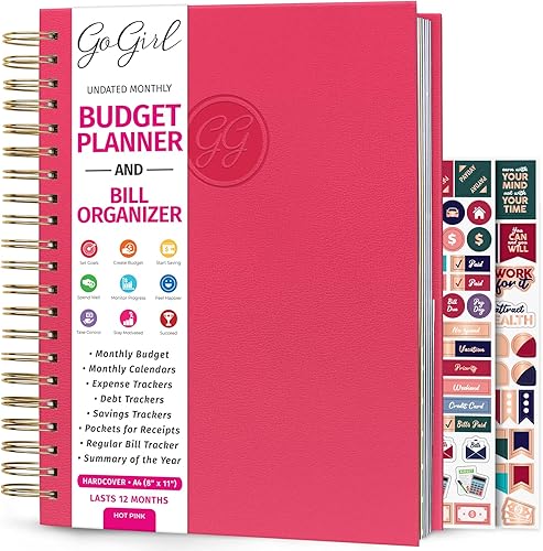 GoGirl - Planificador de presupuesto y organizador de facturas mensuales - Libro financiero mensual con bolsillos Diario para controlar tu dinero,