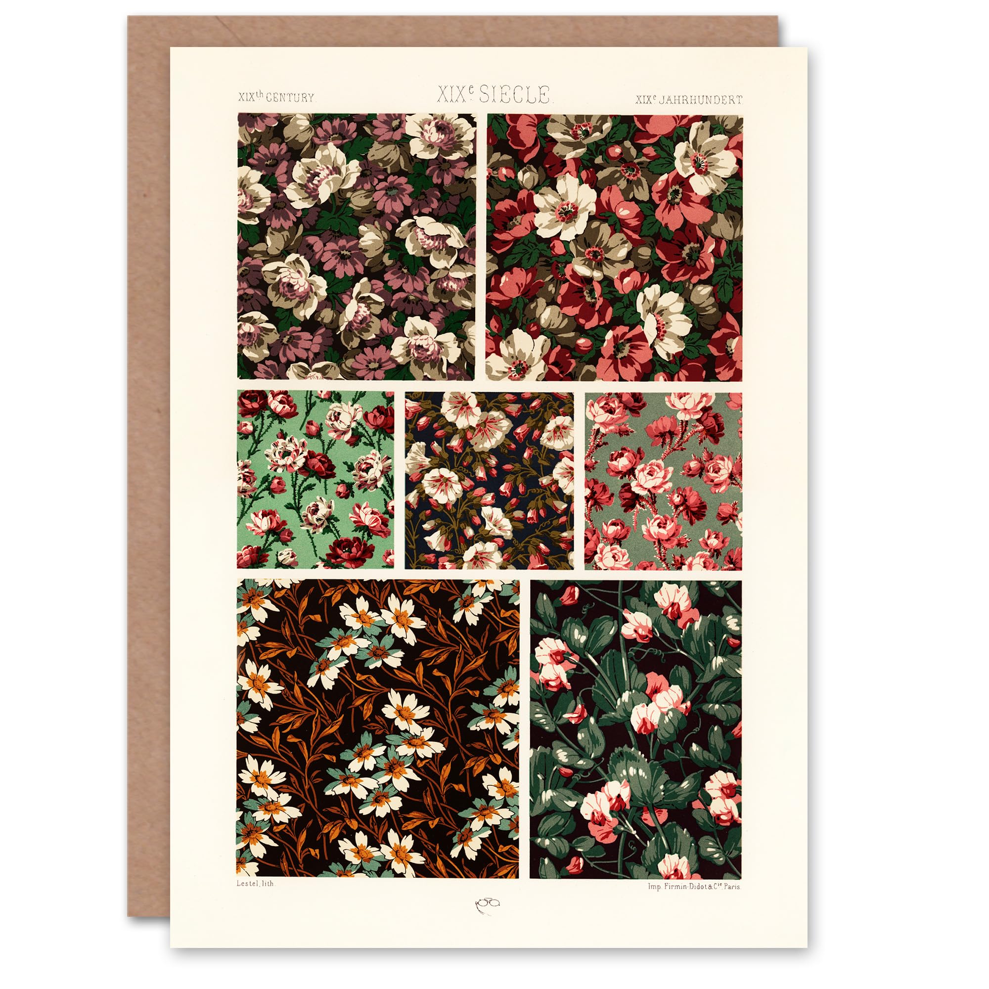 Artery8 - Greeting Card - Pink Green Floral Patterns