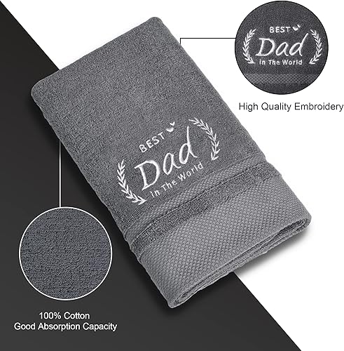 Miniatura 3 de Regalos de cumpleaños para papá, toalla del mejor papá del mundo, regalos para el mejor papá de hija e hijo, toallas bordadas (19 x 39 pulgadas)