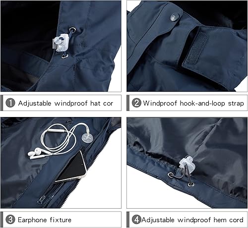 Miniatura 4 de CAMEL CROWN - Chaqueta de esquí para mujer, impermeable, 3 en 1, chaqueta de invierno resistente al viento, forro polar cálido, con capucha, para