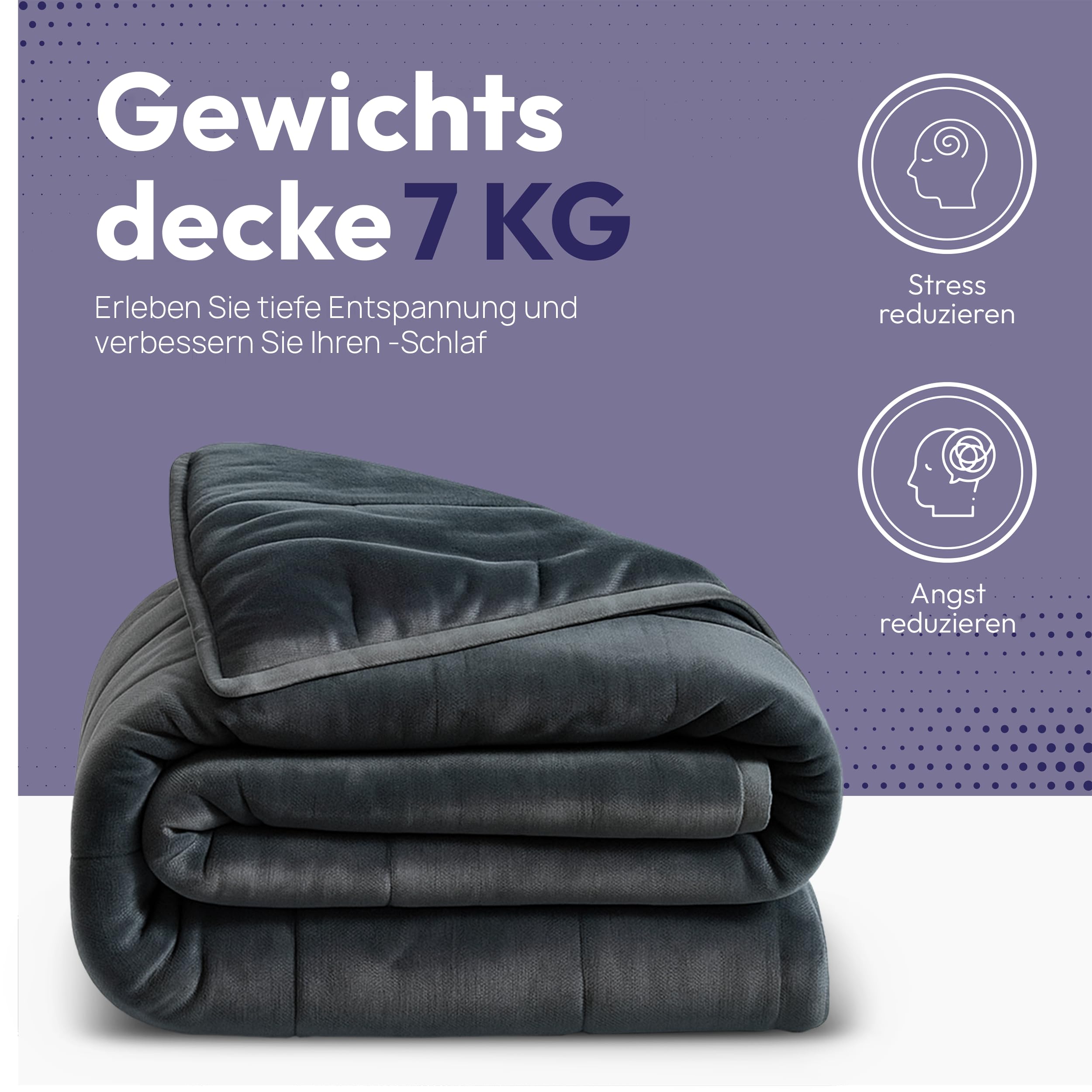 Gewichtsdecke 135 x 200 cm 7 kg Anti-Stress Therapie Decke mit Glasdruck-Verteilung für Tiefschlaf