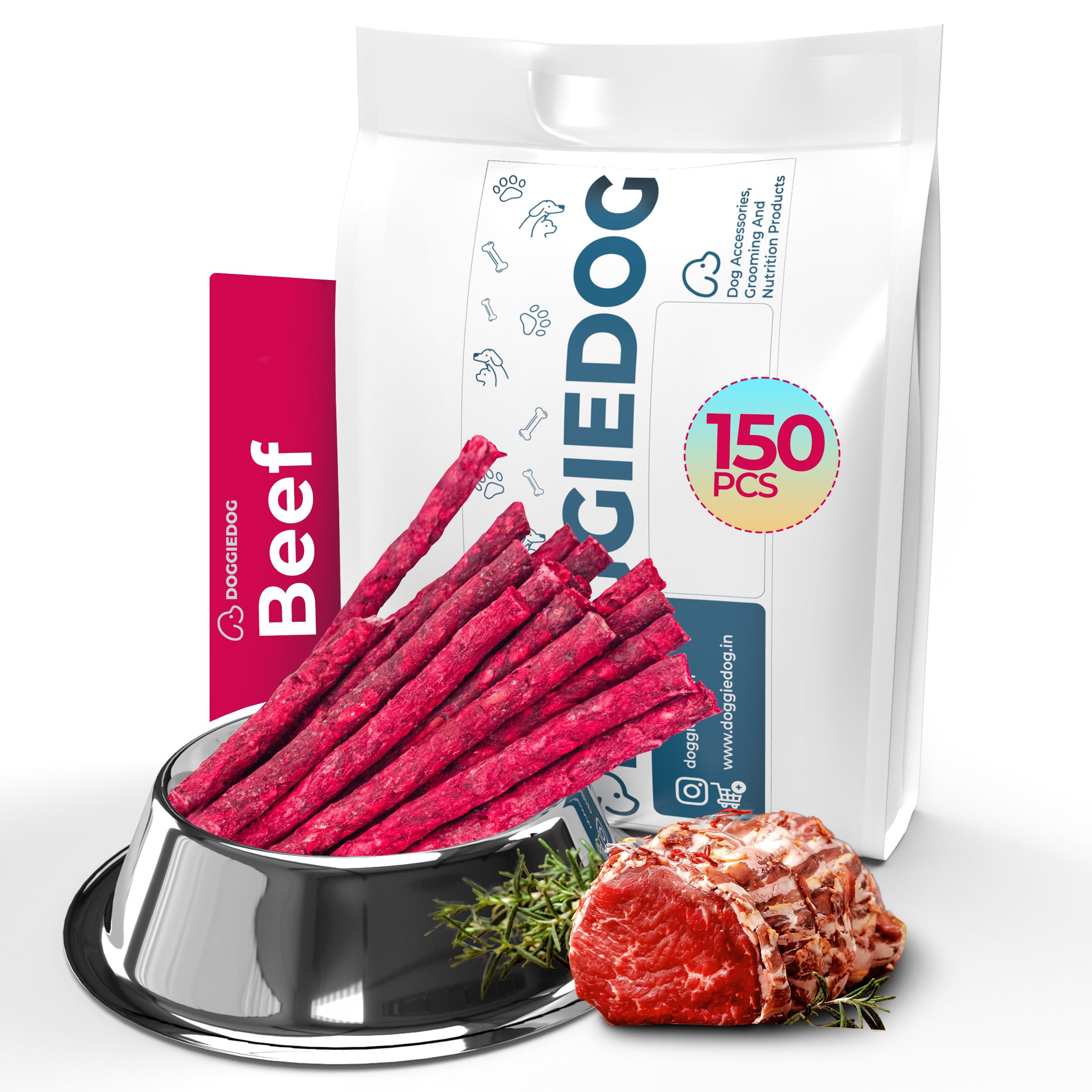 DOGGIE DOG Food Chicken Dog Treats, Dog Biscuits. Adult Dog Bone and Puppy Food. Drool Worthy Food Items, Puppy Sticks, Teething Sticks(1.5 KG - Beef Chew Sticks RED) (B0CFBGT8HK) Amazon Price History, Amazon Price Tracker