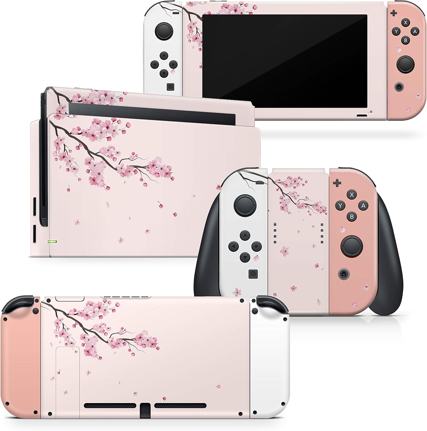 Tacky Design Cherry Blossom Skin Compatible with Nintendo Switch Skin Wrap Cover, Cute Pink Skin for Nintendo Switch Stickers, Premium Vinyl 3M Full Wrap Decal (Style 2)