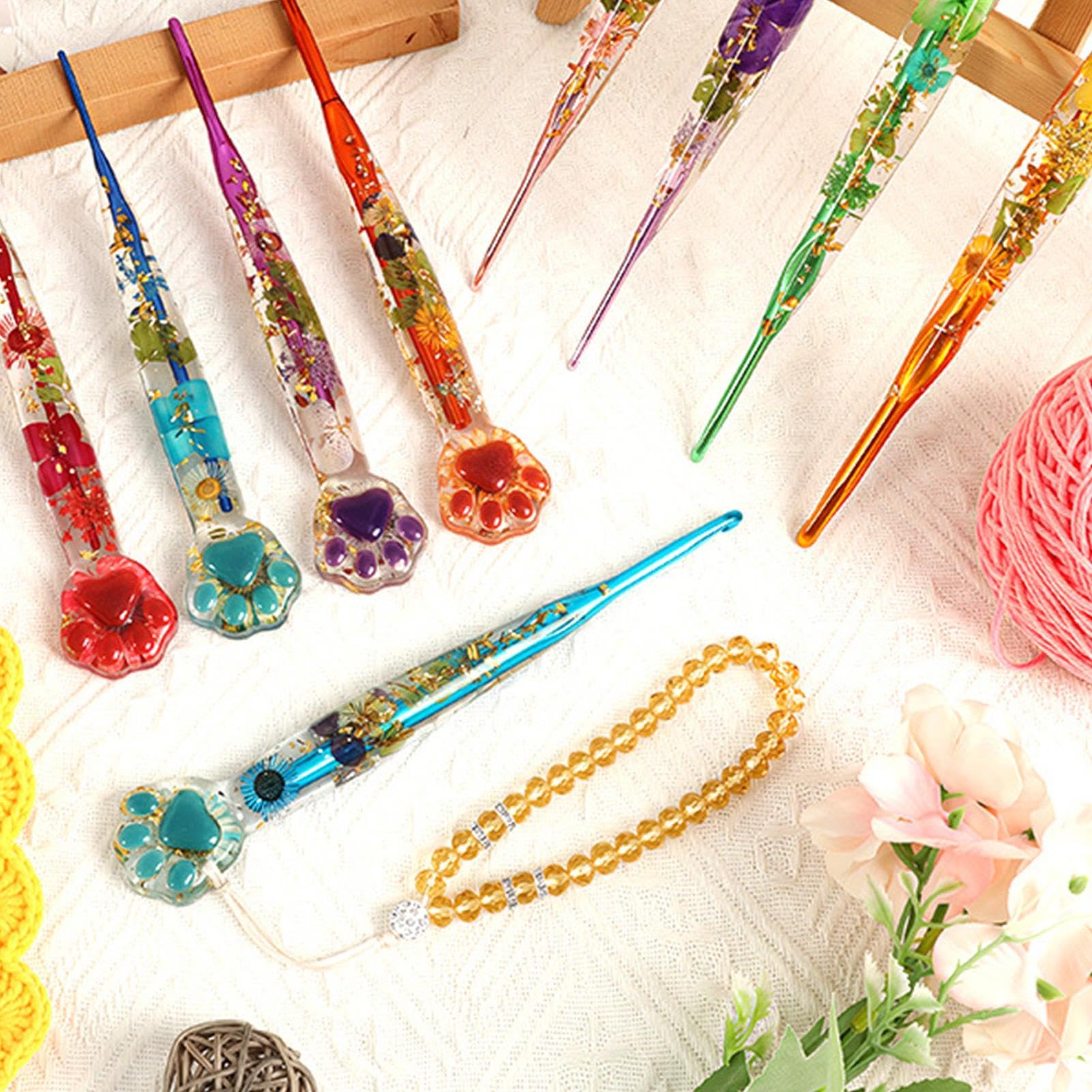 Agujas De Crochet Set de 9 Agujas Ganchillo Ligeras y Fáciles con Diseño | Ganchos Tejer Para Bufandas, Sombreros, Chales, Muñecos, Mantas, Proyectos Manualidades