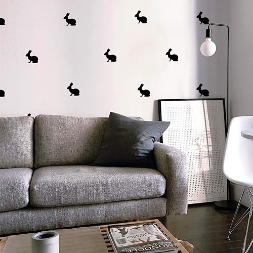 Miniatura 2 de Juego de 12 calcomanías de vinilo para pared, conejos, 4 x 4 pulgadas, divertidos conejos para el hogar, dormitorio, sala de estar, apartamento,
