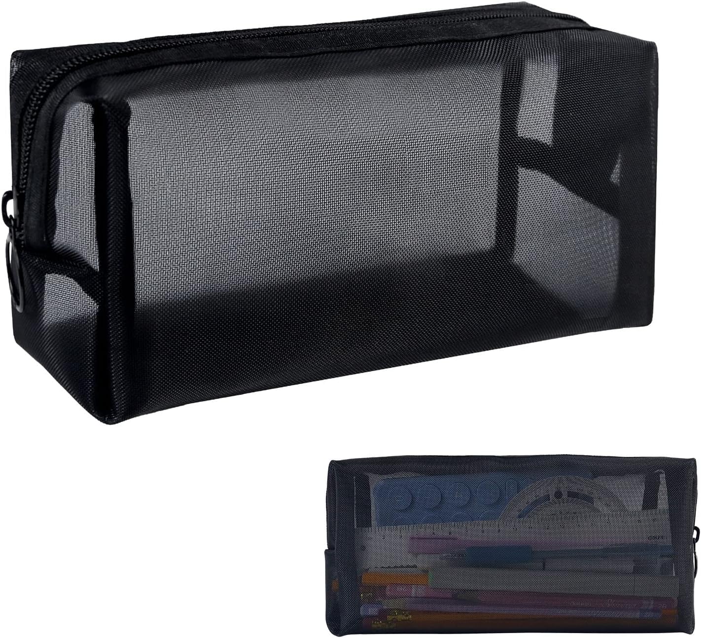 Aosbos Clear Pencil Case, Mesh Clear Exam Pencil Cases Boys, Large