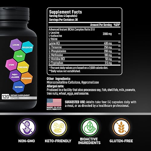 Miniatura 4 de Suplemento de aminoácidos esenciales para mujeres y hombres Complejo de aminoácidos BCAA vegano para el crecimiento muscular con los 9 aminoácidos