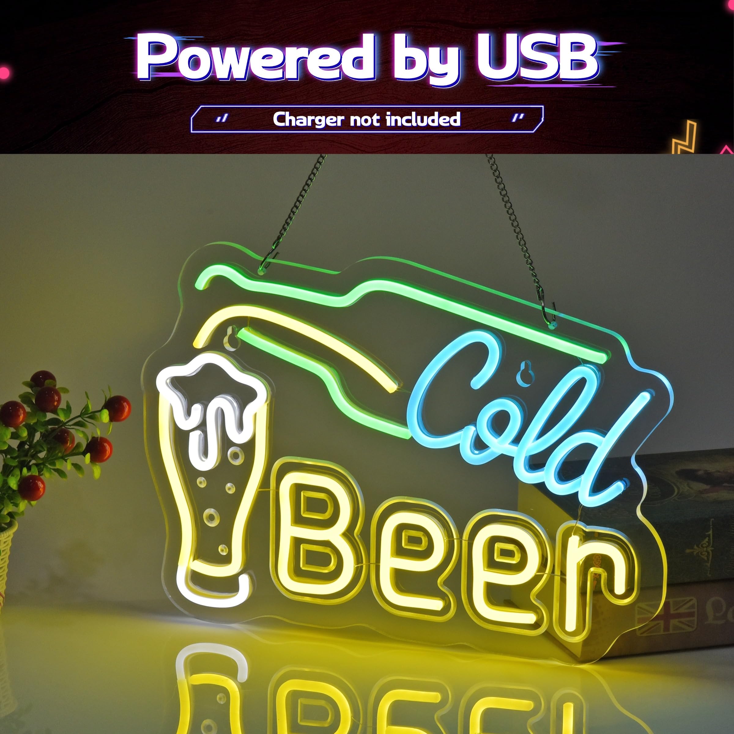 Amazon | CNBEYOUNG ビールネオンサインライト お酒 Cold Beer 居酒屋