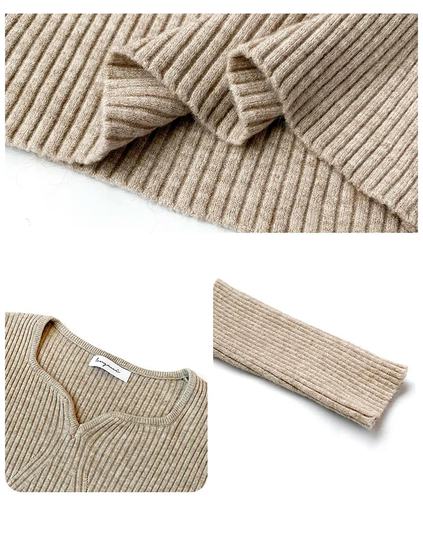 Maglione Donna Donne Maglioni con Fondo A V-Collo Sottile Inverno Autunno per Donne Pullover Casual Maniche Lunghe Maglietta Calda da Ufficio Caldo-Grigio-Una Taglia