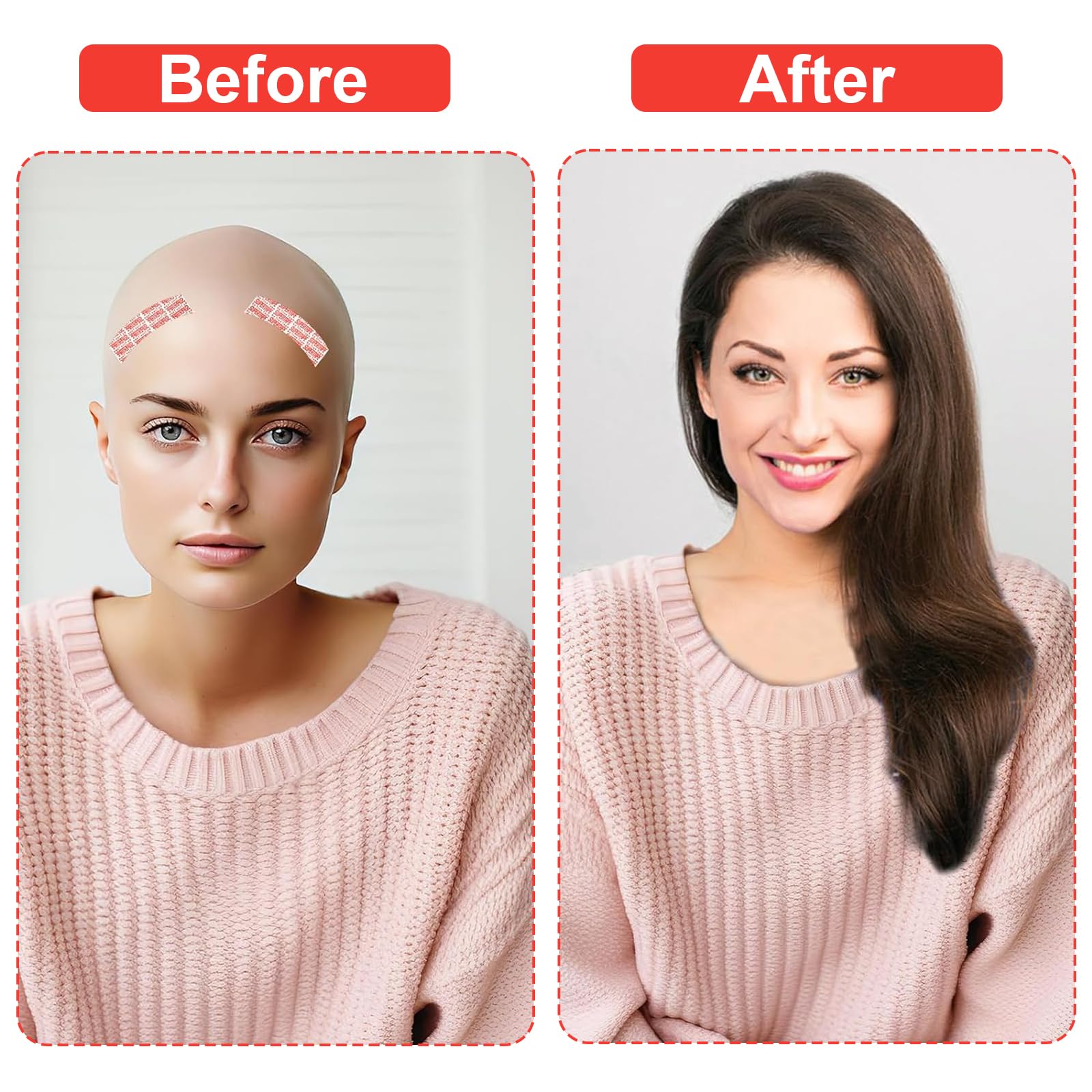 42 Piezas Cinta Pelo Transparente Cinta de Extensión de Pelo Cinta Adhesiva de Doble Cara para Extensiones de,para Sistemas Capilares,Postizos,Pelucas,Tupés Y Extensiones