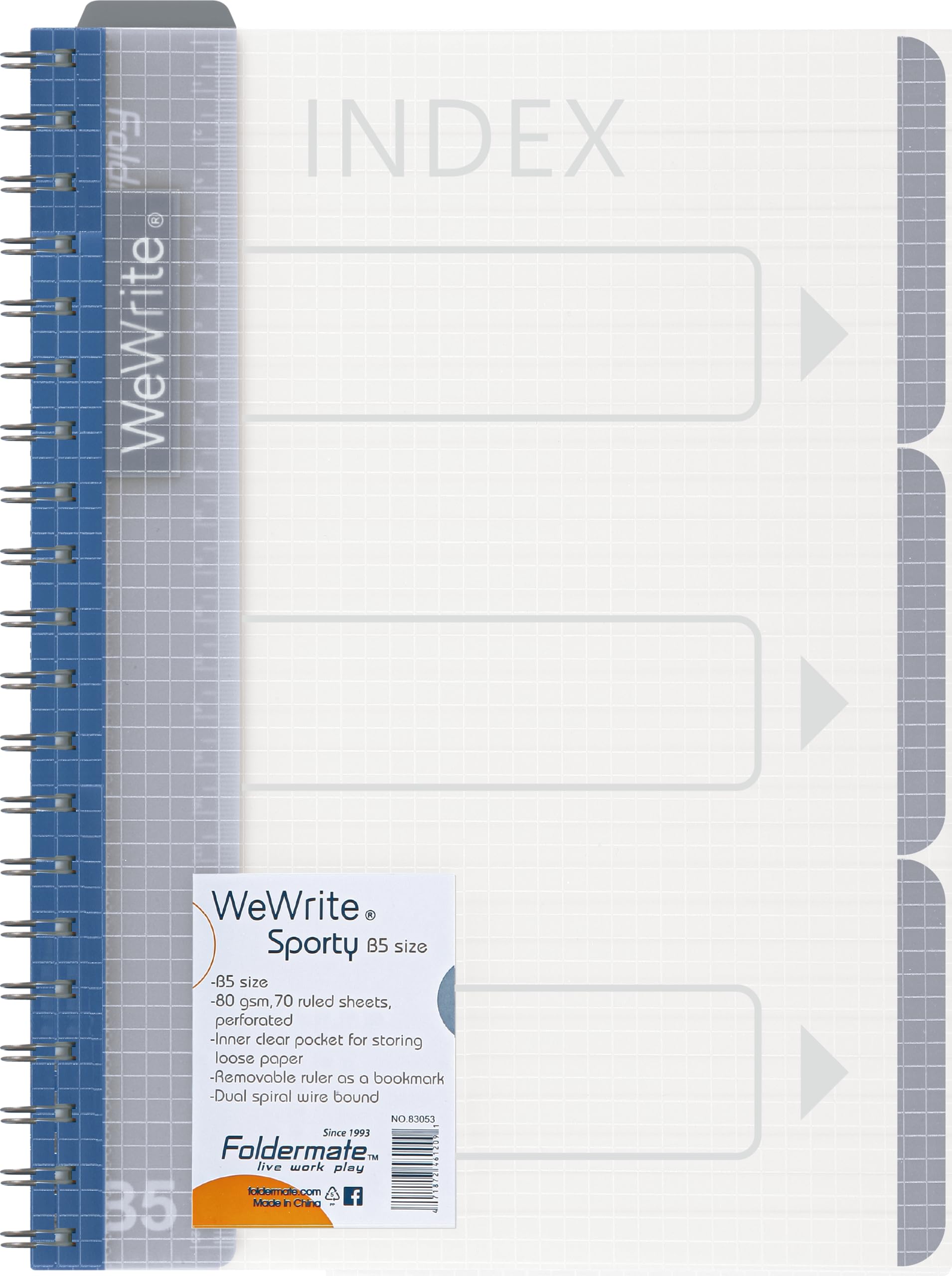 Foldermate 3 Subject notebook B5 |120 Sheets |Perforated, Ruled, 80gsm | Asstored Colors