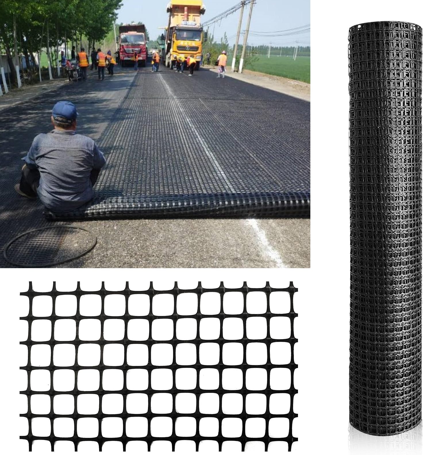 3.3ft x 50ft Bi-Directional Geogrid Mesh Roll, Polypropylene Geogrid for Ground Stabilization, Retaining Wall Reinforcement, Driveway Base, Garden Vegetable Fence, Livestock and Poultry Barrier