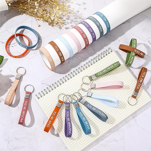 Miniatura 4 de Sratte 120 pulseras motivacionales, regalos inspiradores, llaveros inspiradores, regalo de agradecimiento para la semana de CNA, profesores,
