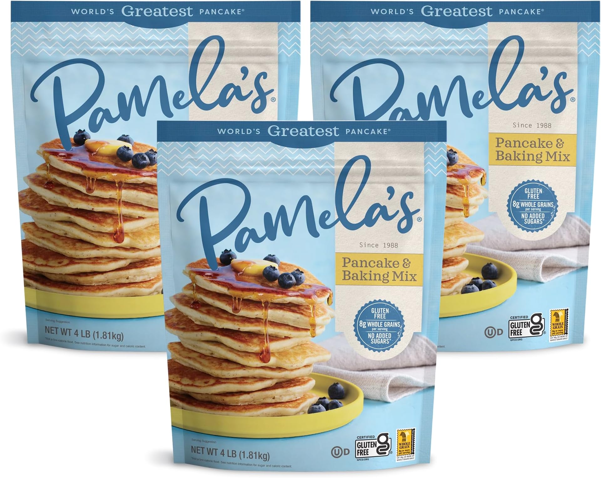 Pamela's Products Gluten Free Baking and Pancake Mix, 4-Pound Bags (Pack of 3)