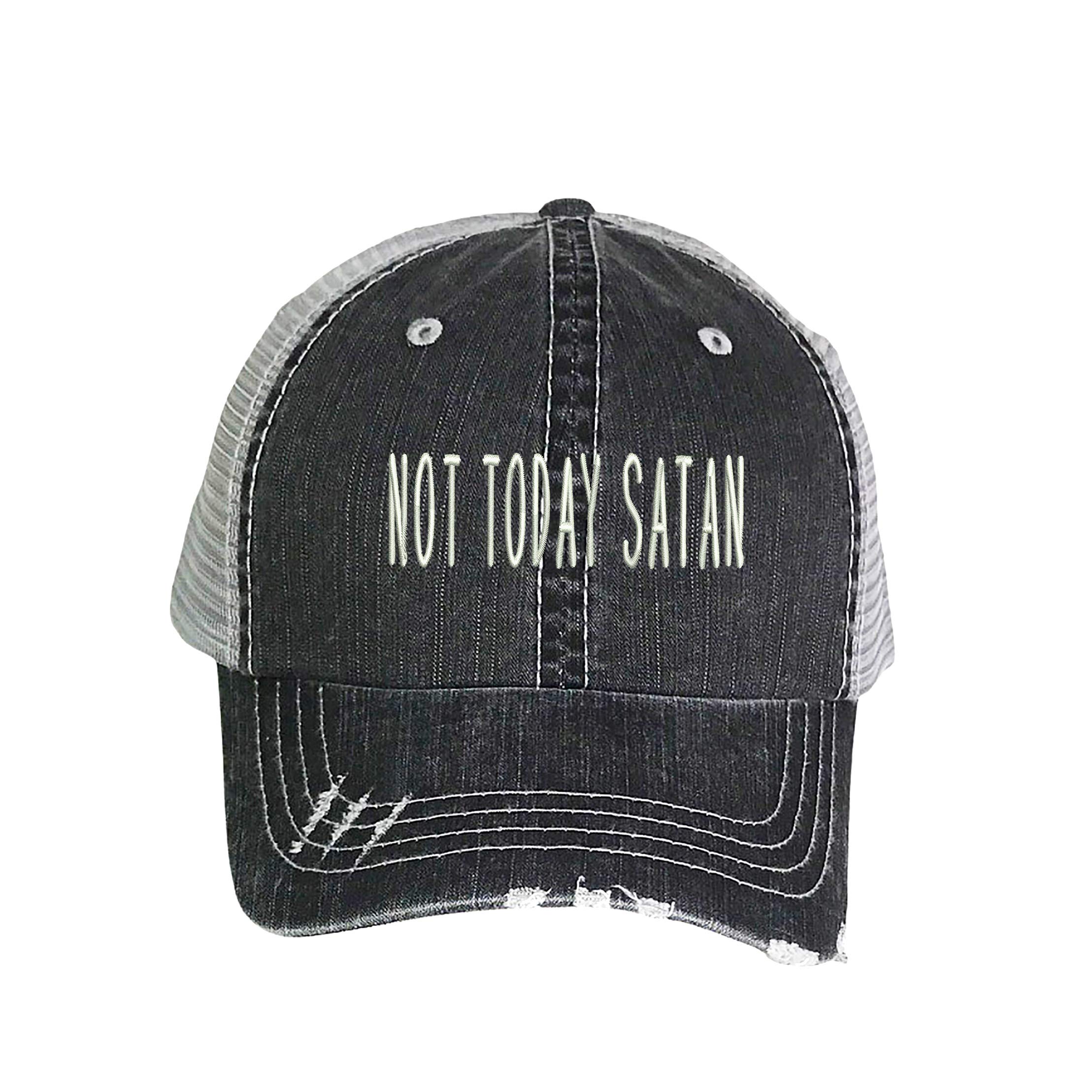 The Hat ConnectionNot Today Satan Distressed Trucker - Embroidered Trucker , Black/Gray, One size