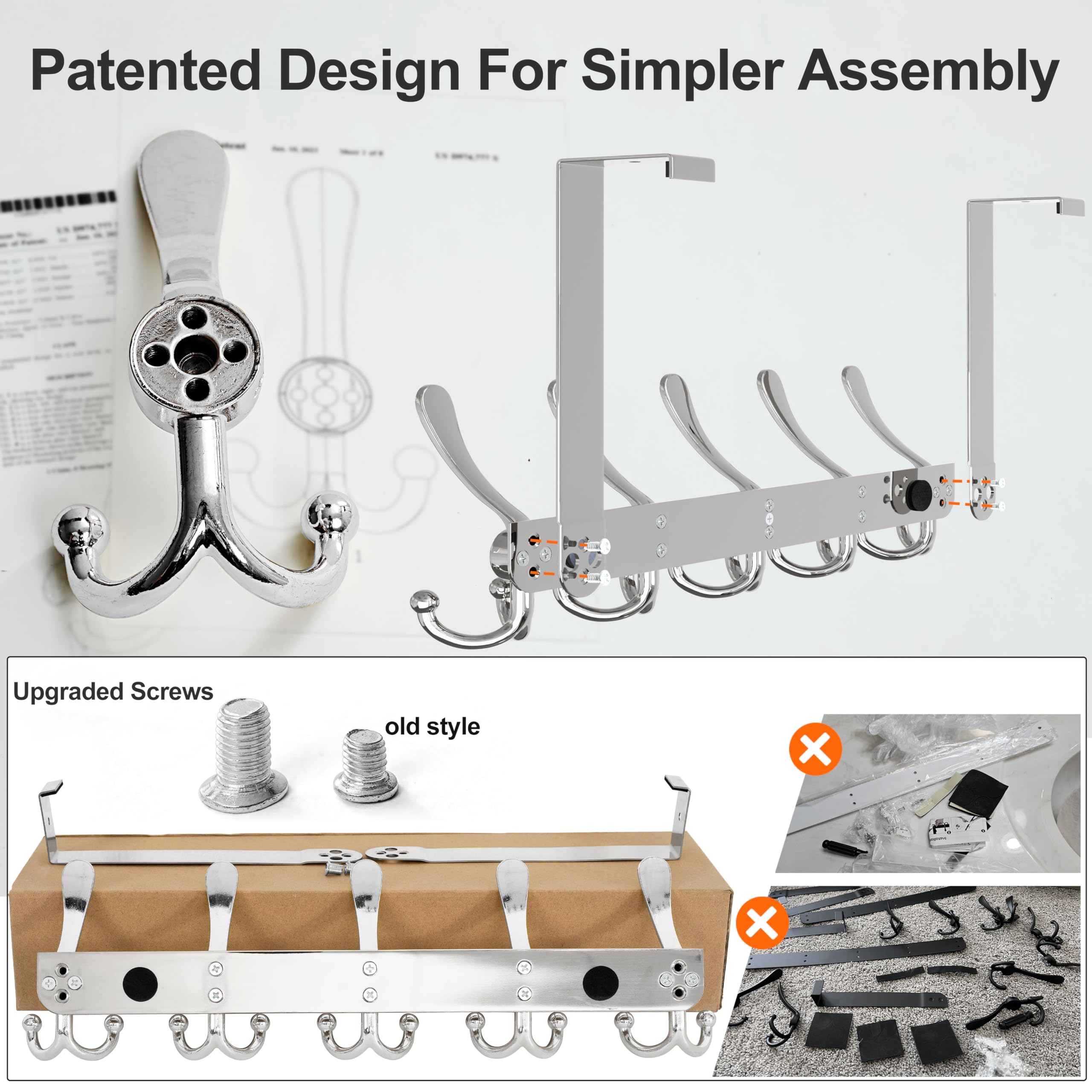 Dseap Upgraded Over Door Hook, Chromed, Pro with Easy-Install (2pcs) - Image 4