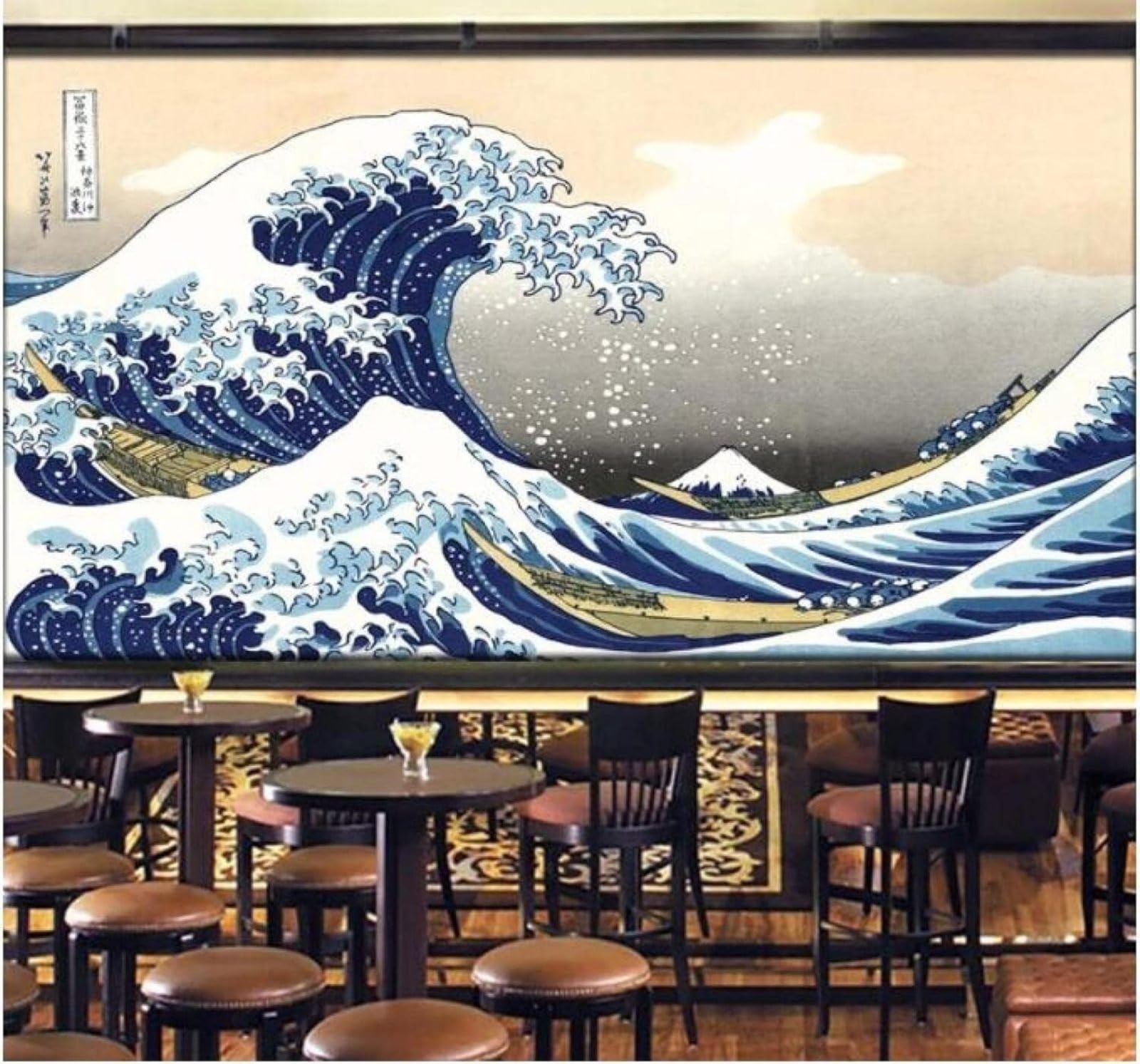 XLMING Three Dimensional Waves Small Boat Kitchen Sushi Restaurant 3D Wallpaper Luxury Home Dining Decor Paste Sofa Living Room The Wall for Bedroom Mural-150cm×105cm