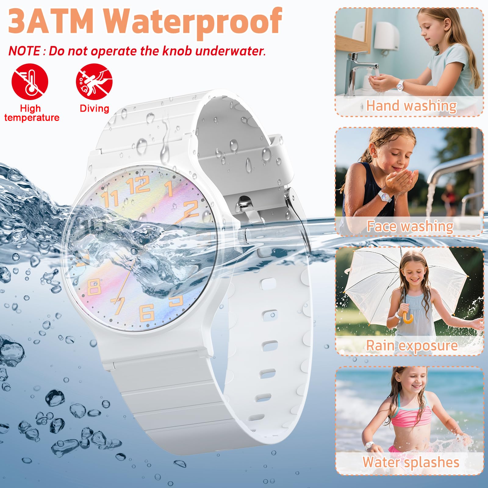 Montre pour Enfant Garçon et Fille,Analogique Quartz Montre avec Bracelet en Caoutchouc,3ATM Étanche