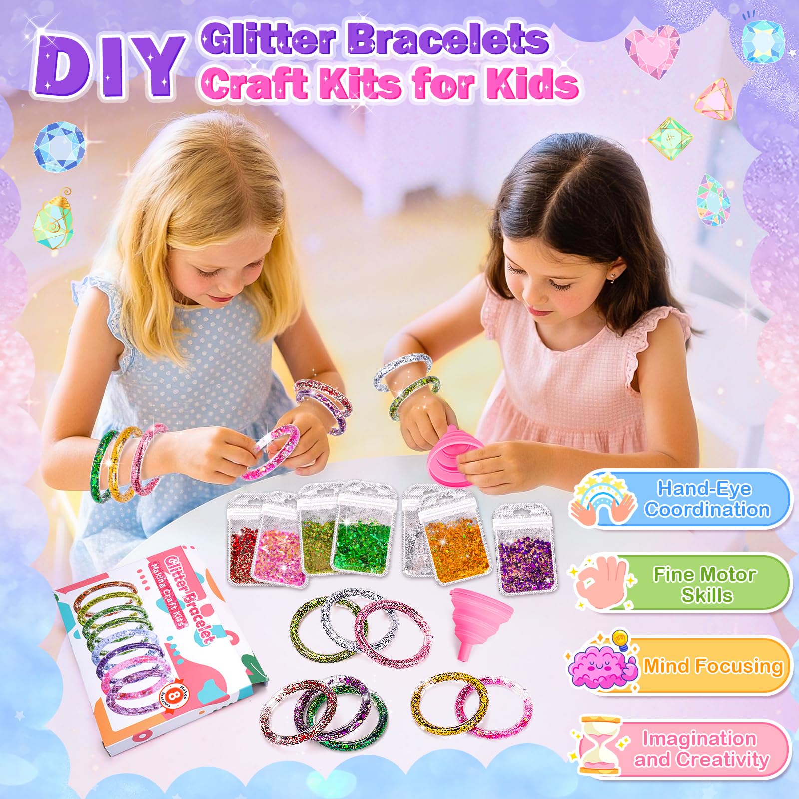 lelechong Cadeau Fille 5 6 7 8 9 ans, Activité Manuelle Kit Bracelet Enfant Jouet Fille 5 6 7 8 ans Cadeaux Anniversaire, Activité Manuelle Bricolage pour 6 7 8 idée Cadeau Loisir Creatif Enfant 6-9