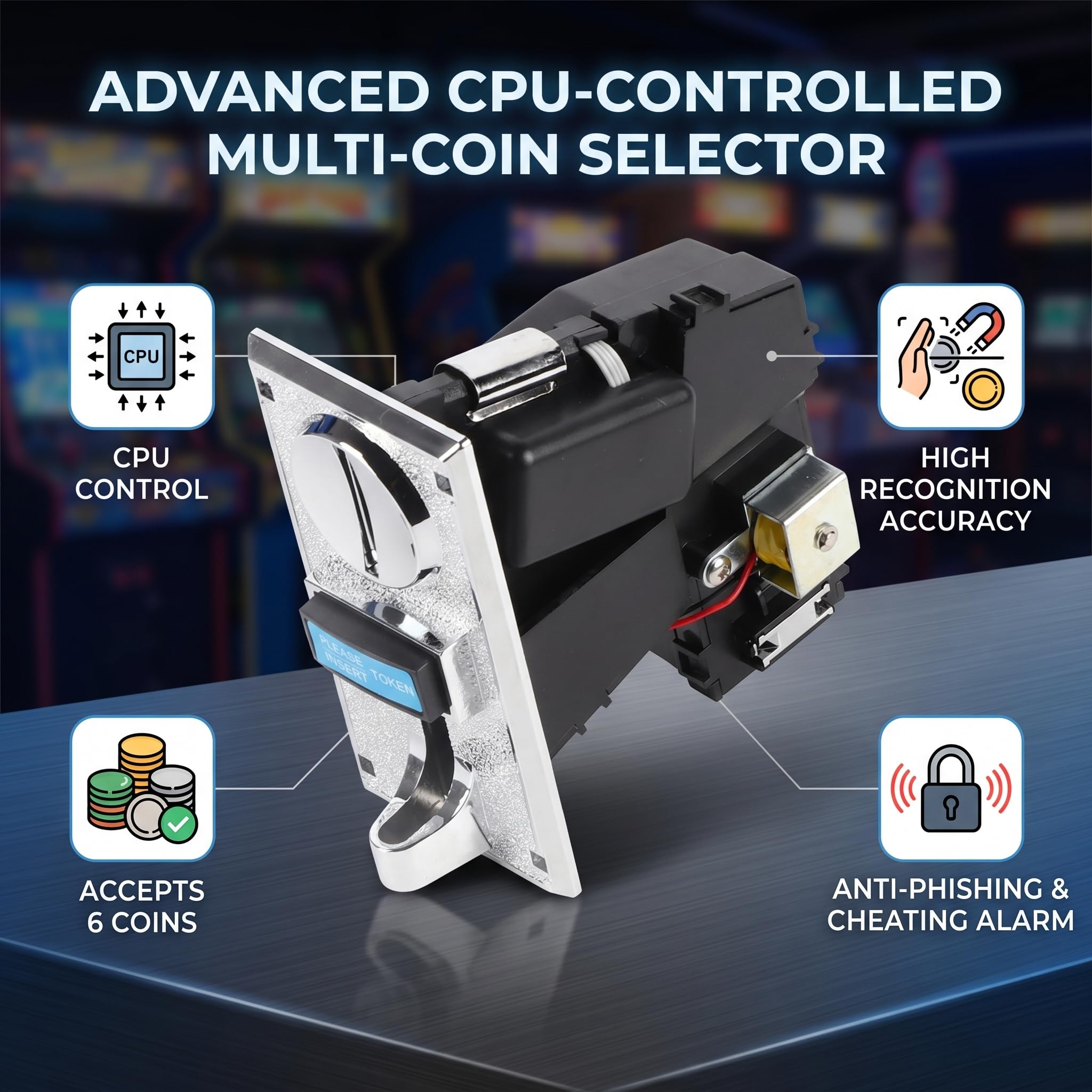 Multi Coin Acceptor Selector, Coin Acceptor For Washer Coin Acceptor Slot For Arcade Game Mechanism Vending Machine