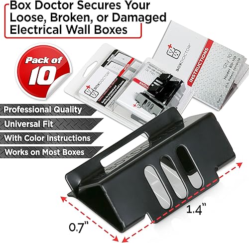 Miniatura 3 de Box Doctor Clips de reparación - Fija tomas e interruptores sueltos - Clips de reparación de cajas de pared eléctricas - Paquete de 10