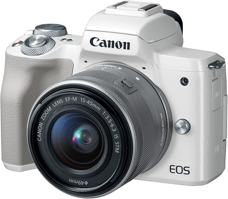 Canon EOS M50 Kit de cámara para vlogging sin espejo con lente EF-M de 15-45 mm, vídeo 4K, Wi-Fi integrado, tecnología NFC y Bluetooth, blanco