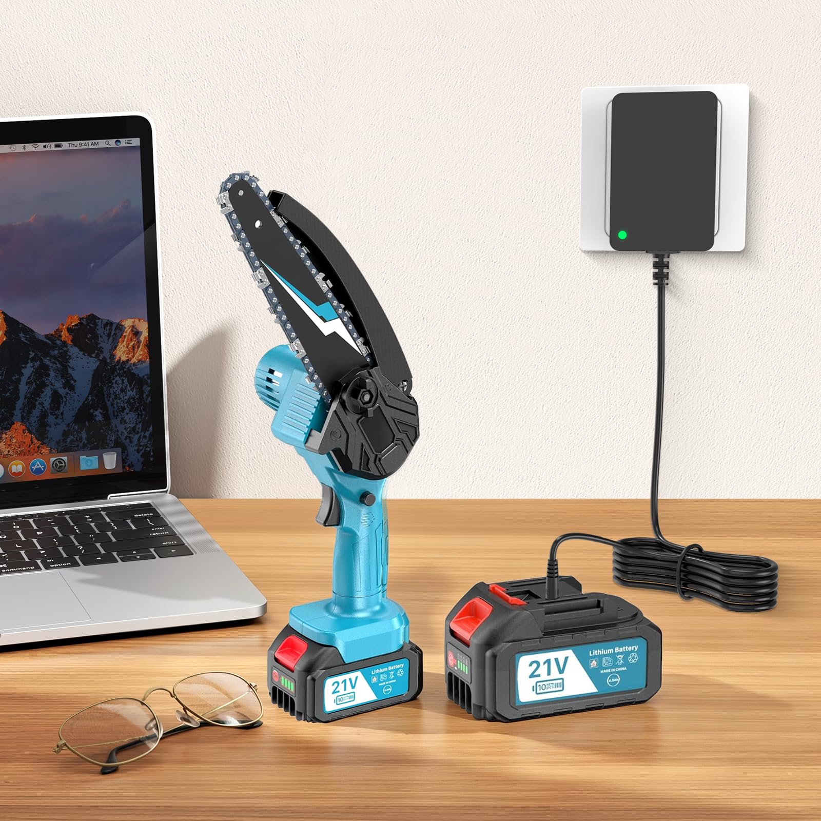 21V 1A Mini-Kettensäge-Akku-Ladegerät für Elektrowerkzeuge | Kompatibel mit Seesi/Aker/Saker/Seyvum/O-Conn/Jujubean/DINSHARE/VTEK 20V/21V Lithium-Batterien, mit LED-Anzeige