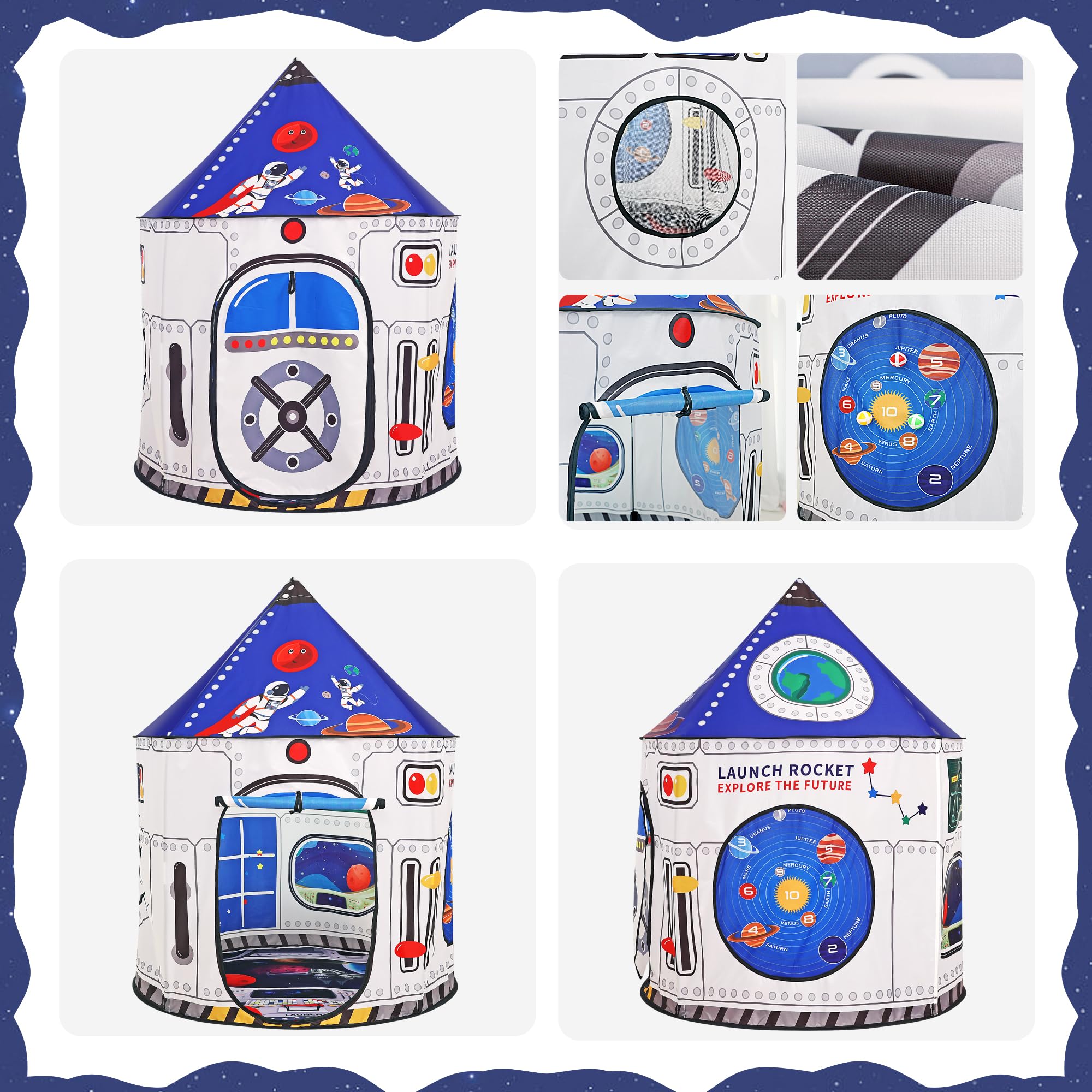 Namiot rakietowy dla dzieci, namiot do zabawy wewnątrz na zewnątrz, domek do zabawy, pokój zabaw rakietowy kosmiczny, astronauta dla chłopców dziewcząt, składany domek,zamek, dla dzieci prezent na