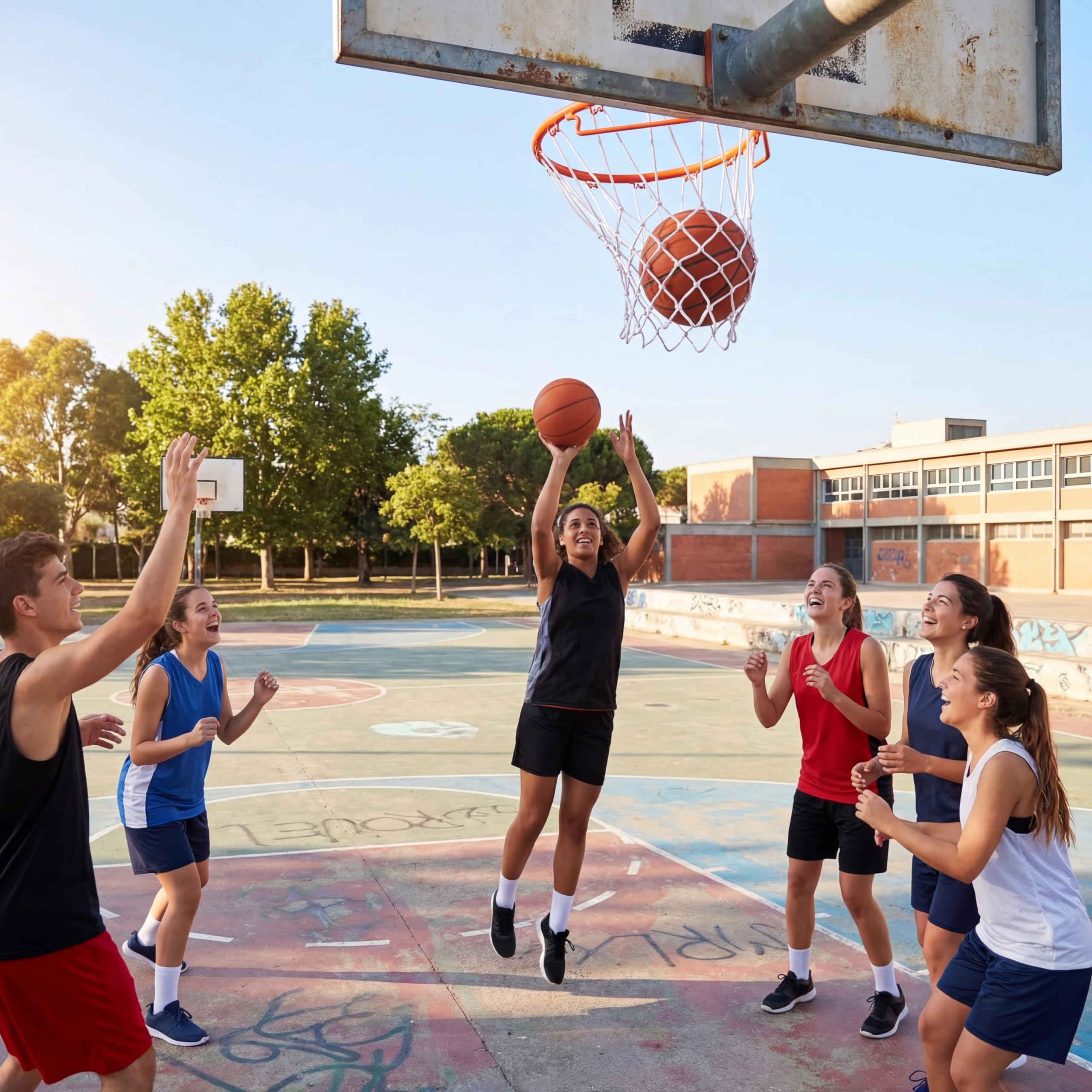 Syhood - Rete da basket di ricambio per tutte le condizioni atmosferiche, adatta a canestri standard per interni ed esterni, 12 passanti