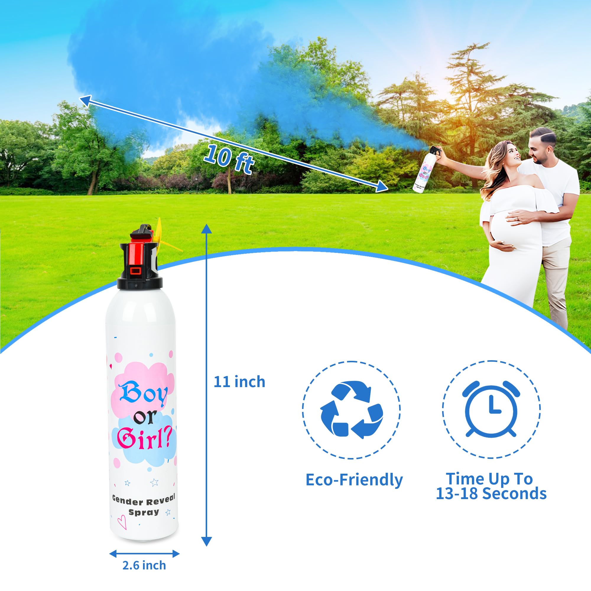2 grandes vaporisateurs de poudres de gender reveal - Idées pour la fête de révélateur de genre du bébé ; Fournitures pour la fête de révélateur de genre 100% biodégradable (bleu)