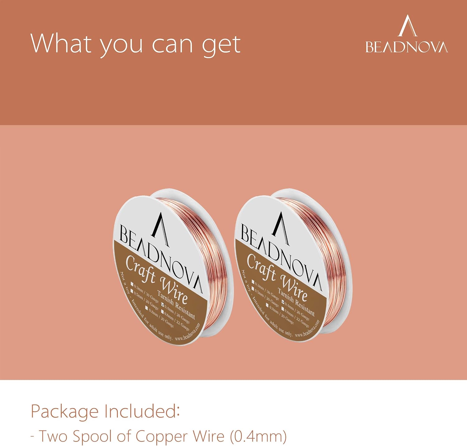 BEADNOVA Copper Wire Jewelry Wire Tarnish Resistant for Jewelry Making (Copper, 26 Guage 20m)