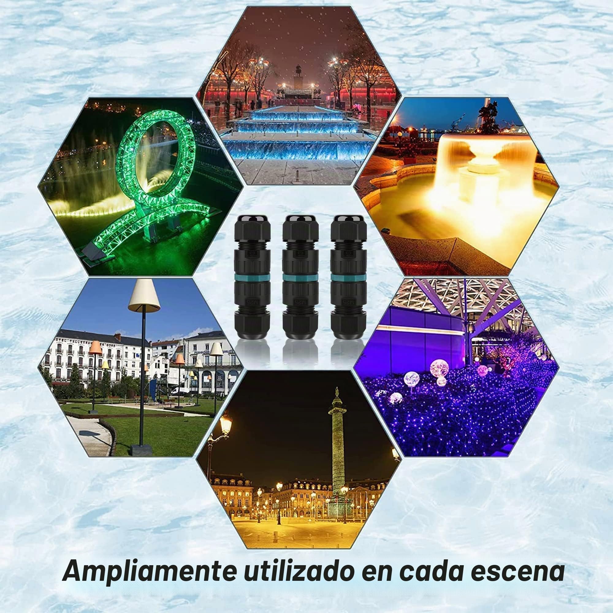Conector de cable resistente al agua IP68, manguito de conexión de 5 pines para diámetro de 5-14mm, manguito de conexión, cable subterráneo, caja de conexión, resistente al agua, 3 unidades
