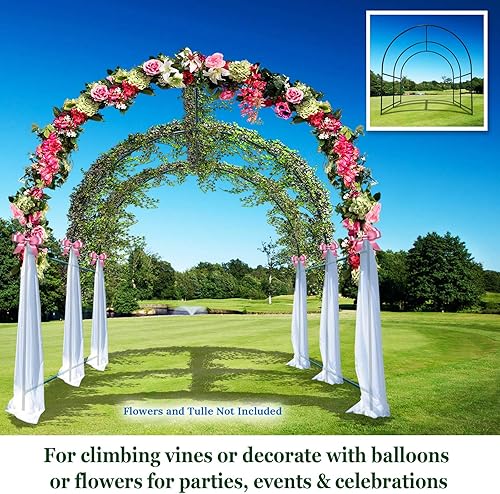 Miniatura 7 de Marco de arco de soporte de jardín grande de varios tamaños para plantas trepadoras para flores, frutas, verduras (9.8 x 7 x 7.2 pies)