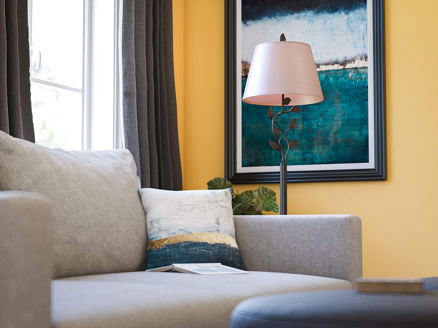 Kenroy Home 32240ORB Ashlen Floor Lamp with Oil Rubbed Bronze Finish, Rustic Style, 58.75" Height, 15" Width, 15" Depth