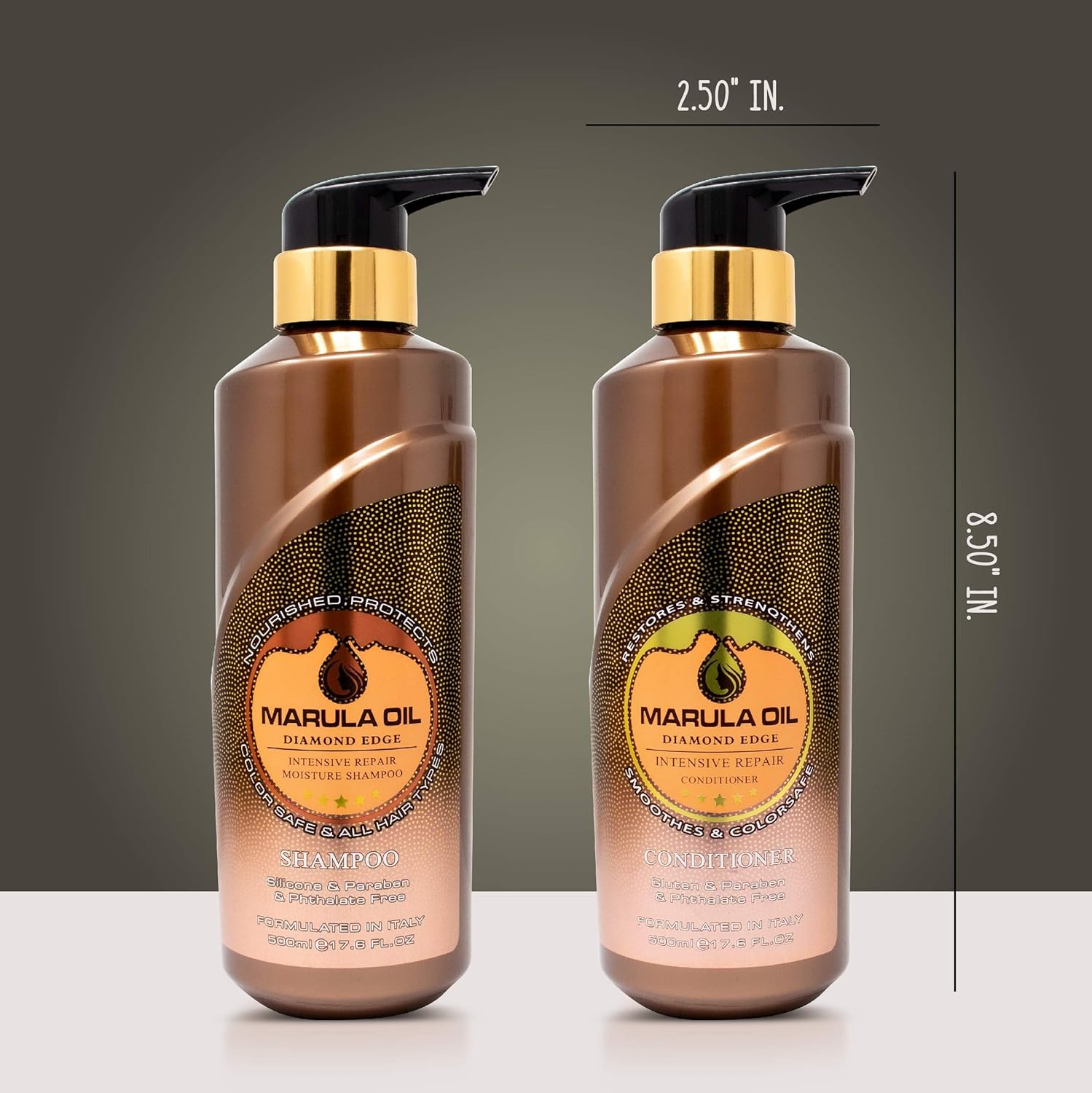 Marula Oil Shampoo and Conditioner Sets,Color Safe Ultra Moisture Sulfate Free Shampoo Conditioner Pack for All Hair Types, Moisturizing,Smoothing, Locks Moisture, Natural Repair, Pump Bottle - Image 6