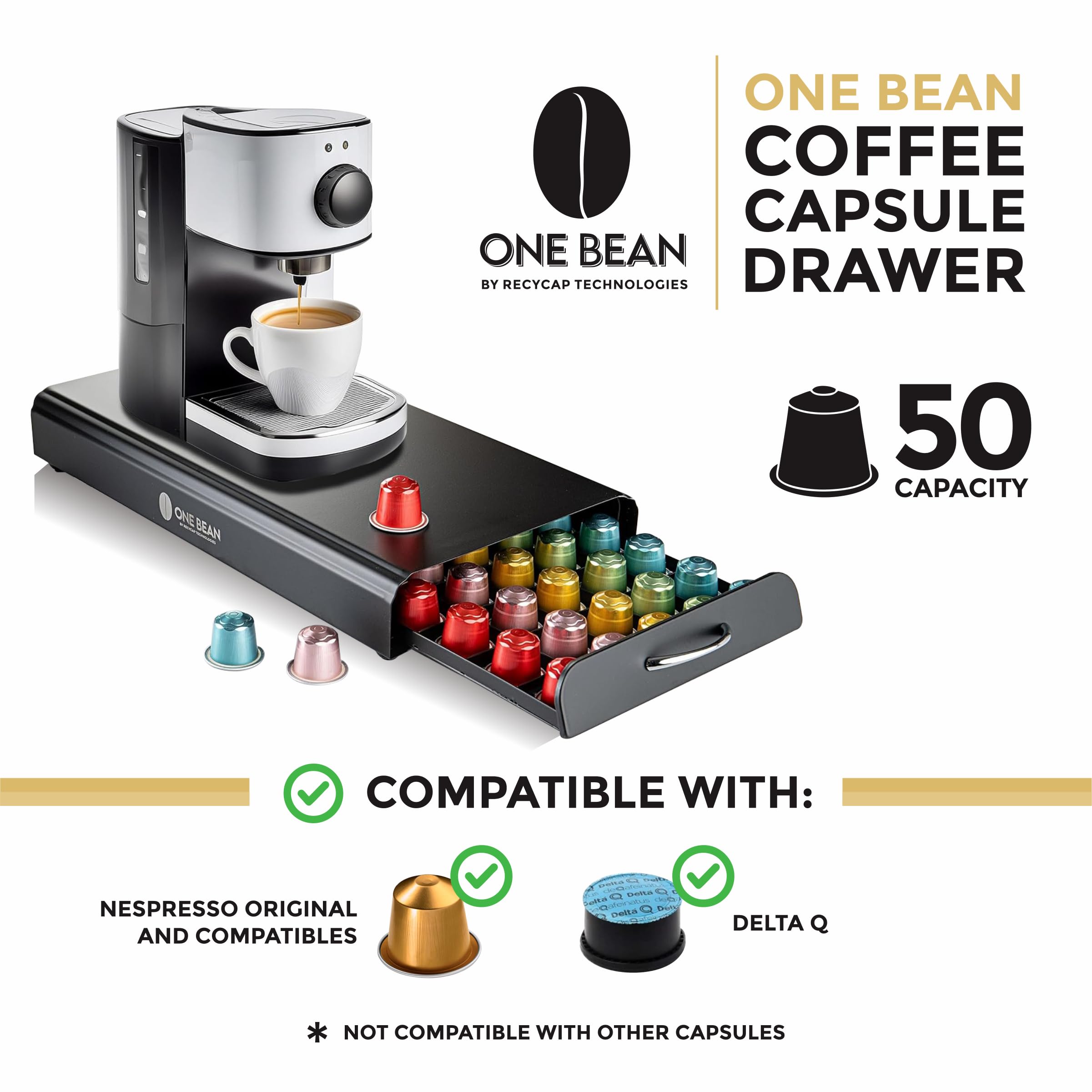 Cassetto Portacapsule Per Macchina Caffè - Organizza 50 Cialde, No Dolce Gusto | One Bean
