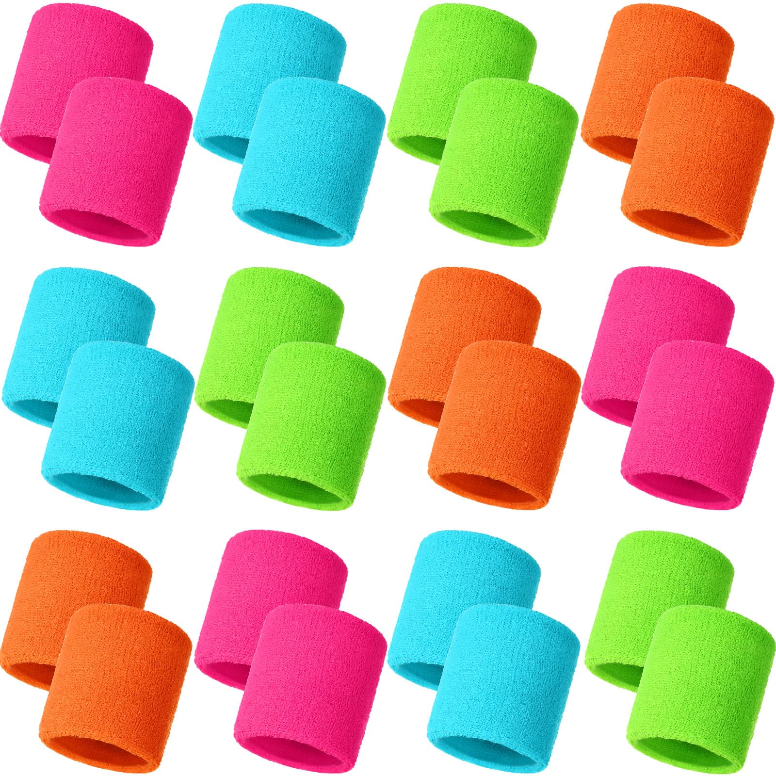 Bememo 24 Pcs Kids Sweat Wristbands Sweatband Wristbands Bulk