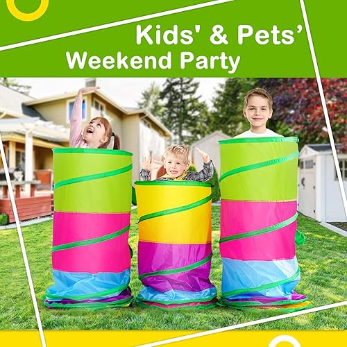 Miniatura 7 de Moncoland Tienda de campaña de túnel de juego para niños pequeños, colorido juguete desplegable para bebés, niños o perros y gatos con malla