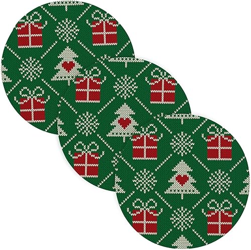 3 Pcs Extra Large Trivet Christmas Knit Pattern Trees Snowflakes for Hot Pots and Pans 15in Cotton Thread Weave Absorb Water Potholders for Instant