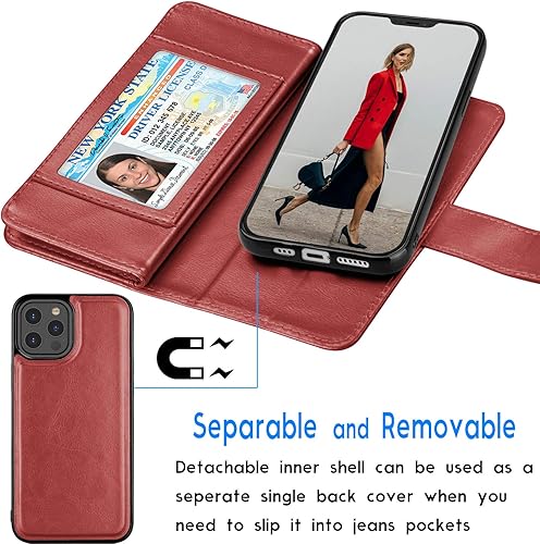 Miniatura 10 de Tekcoo Funda tipo cartera para iPhone 12 Pro Max (6.7 pulgadas) 2020 Funda de lujo para tarjetas de crédito para tarjetas de crédito para tarjetas