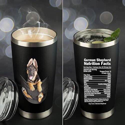 Miniatura 7 de CHICKOR Regalos de pastor alemán para mujeres y hombres. Taza de café de pastor alemán de acero inoxidable, vaso de viaje de 20 onzas con pajita,